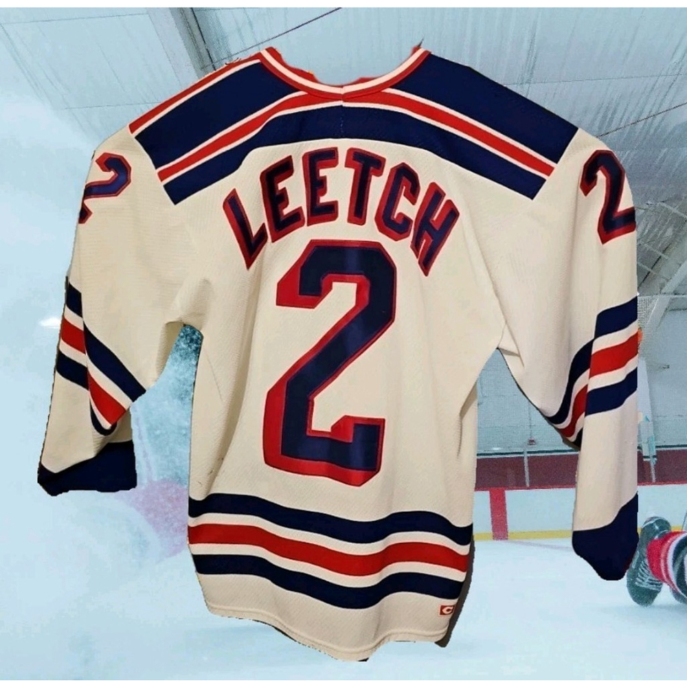 Vintage Brian Leetch New York Rangers CCM Maska Jersey Size L Embroidered Stitch
